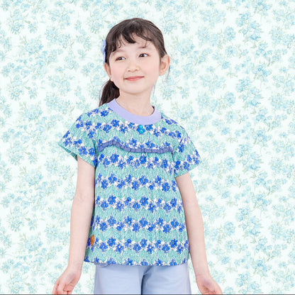 花柄総プリントTシャツ　PURPLE