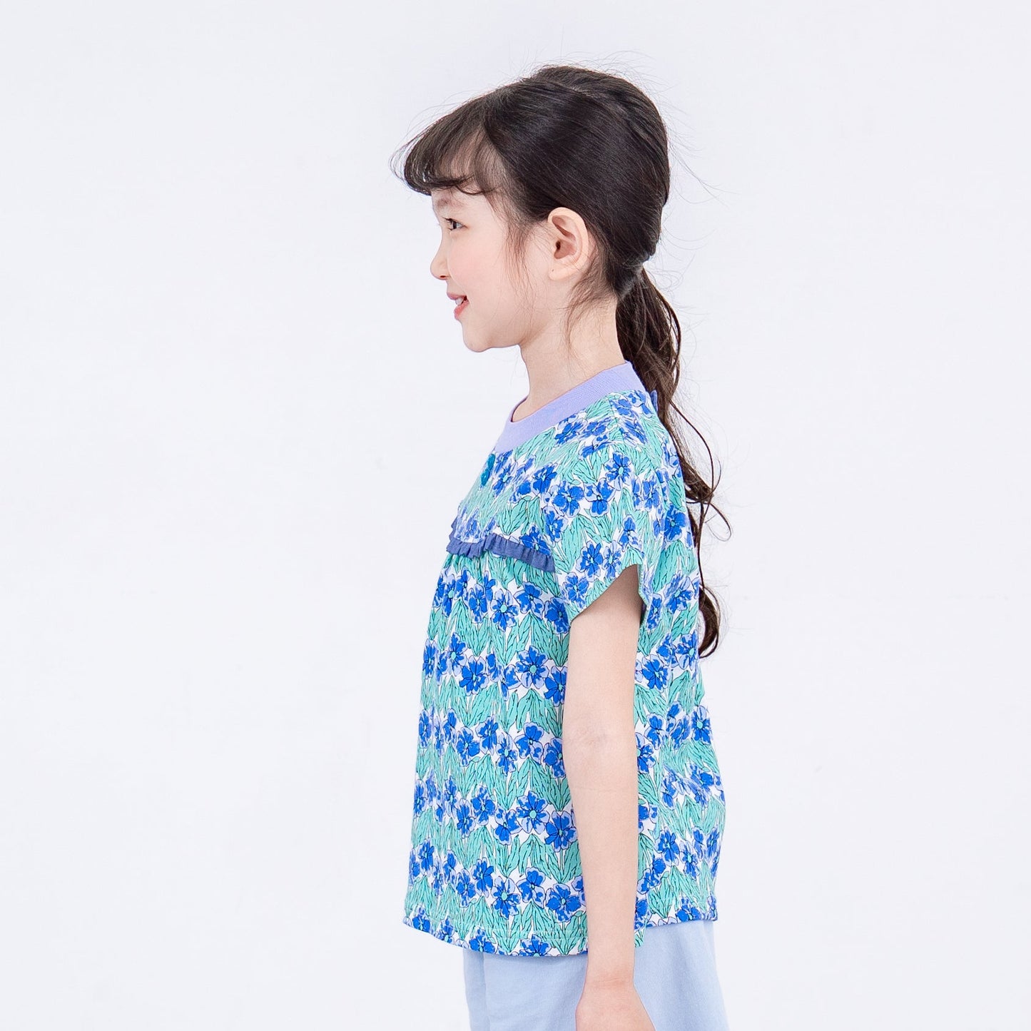 花柄総プリントTシャツ　PURPLE