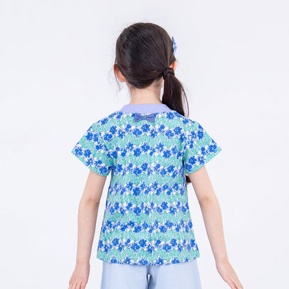花柄総プリントTシャツ　PURPLE