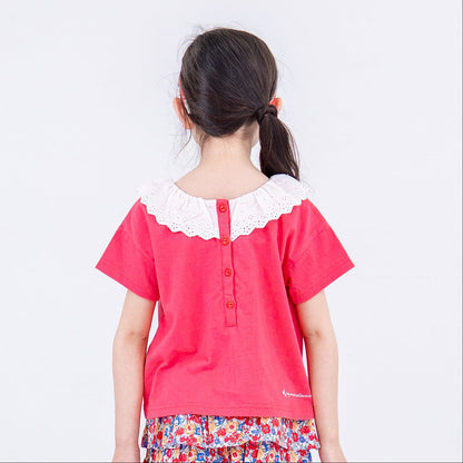 ラウンドカラーTシャツ　PINK