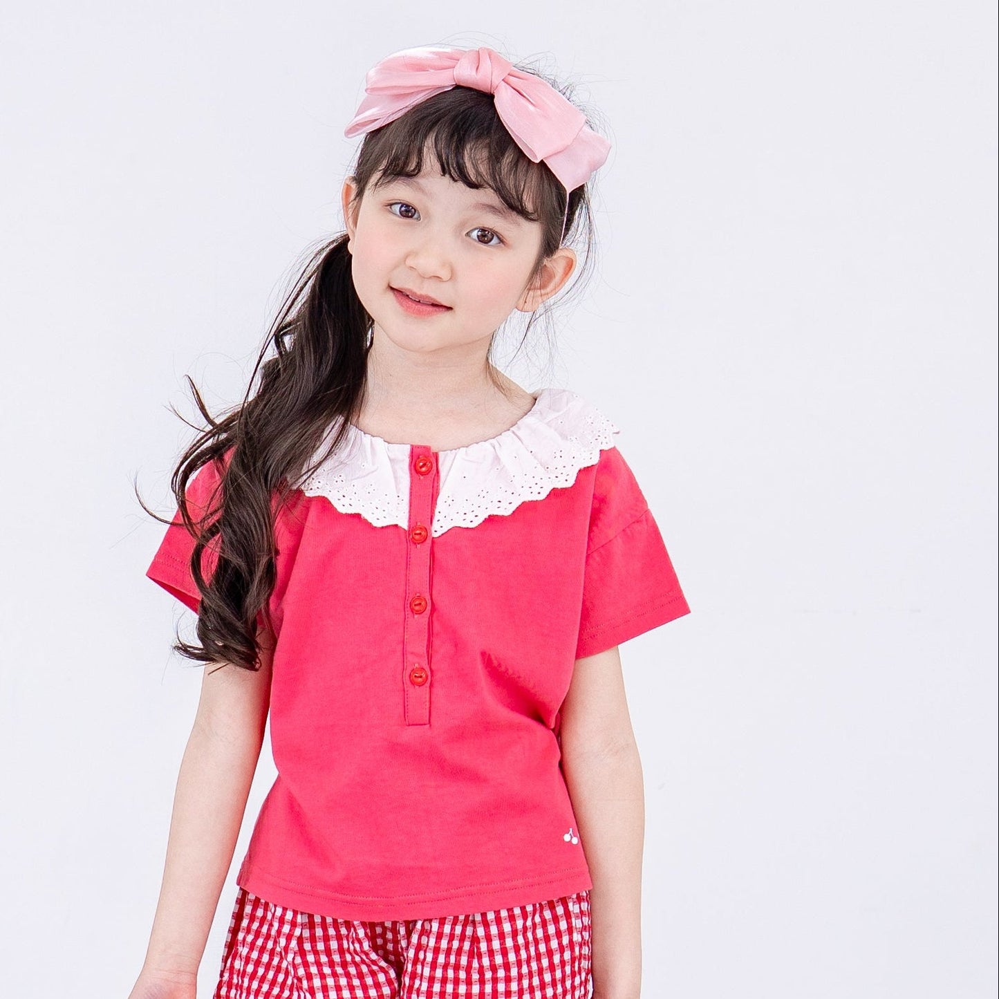ラウンドカラーTシャツ　PINK