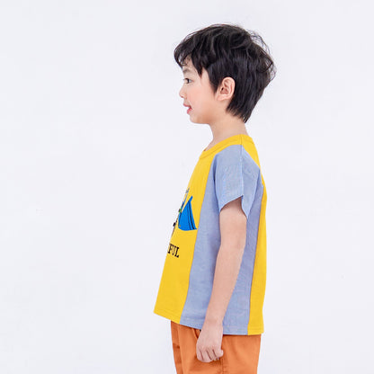 サイド切り替えTシャツ 【ブルドーザー】　 YELLOW