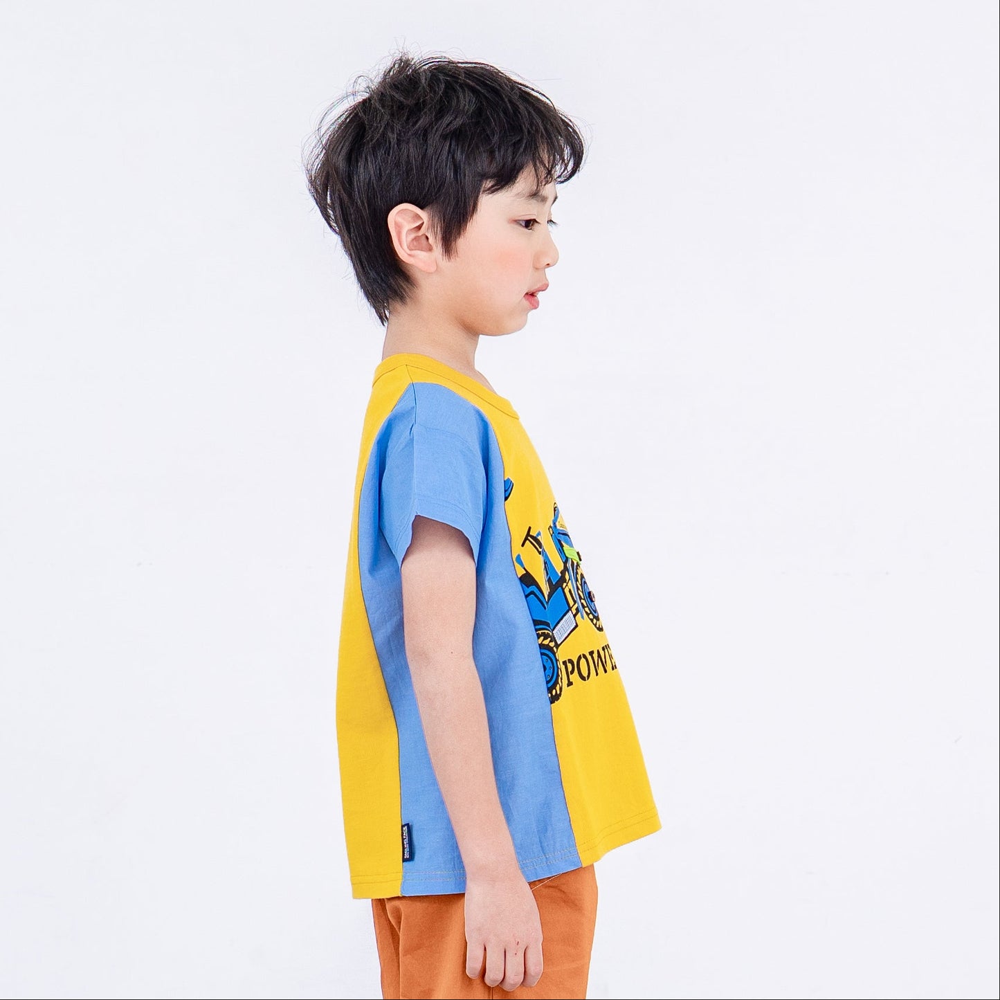 サイド切り替えTシャツ 【ブルドーザー】　 YELLOW