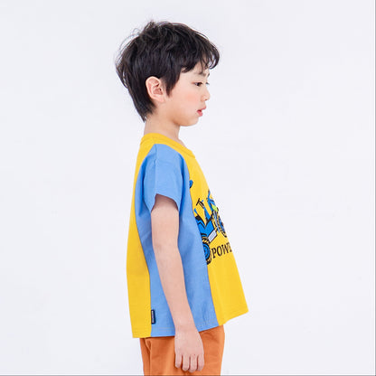 サイド切り替えTシャツ 【ブルドーザー】　 YELLOW