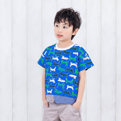 プリントTシャツ【ネコ】　 BLUE