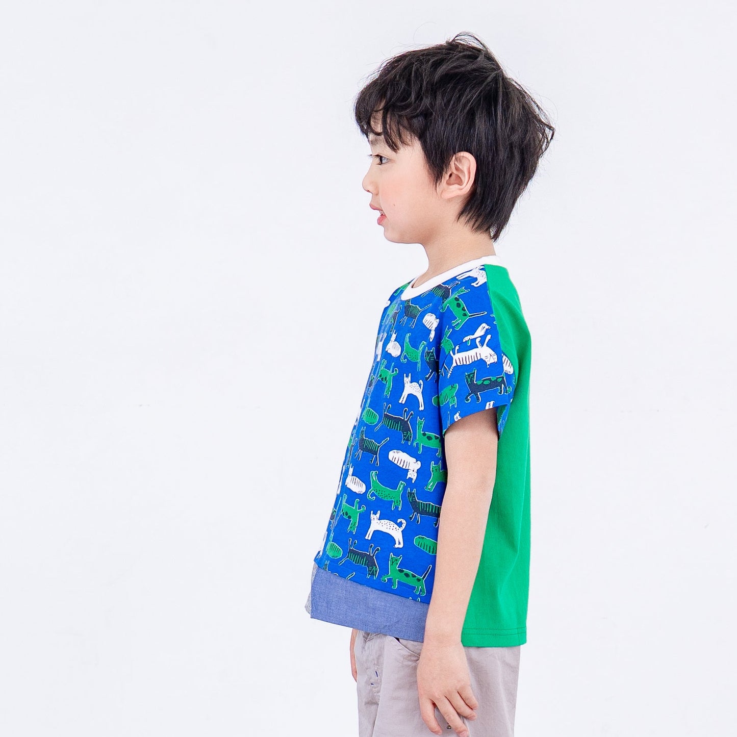 プリントTシャツ【ネコ】　 BLUE