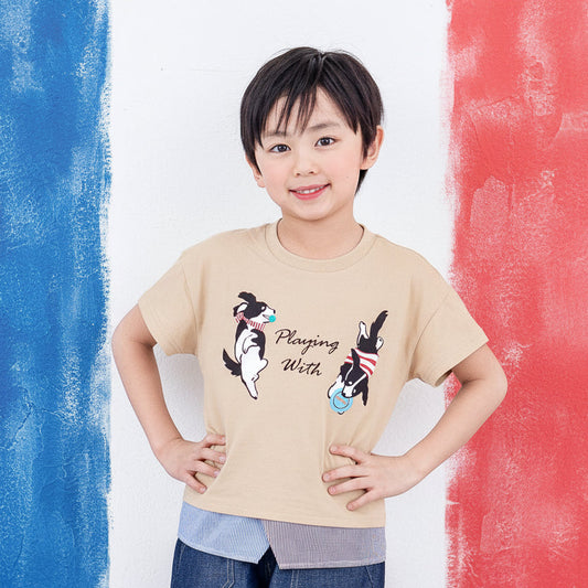プリントTシャツ【イヌ】　 BEIGE