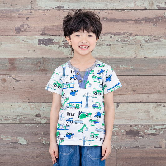 ヘンリーネックTシャツ 【はたらくクルマ】　 OFF-WHITE