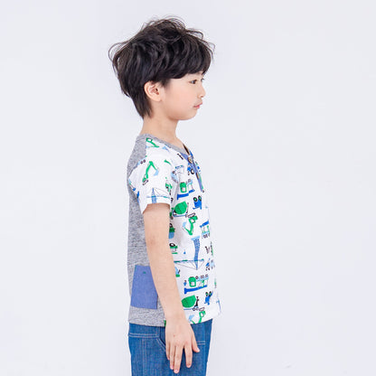 ヘンリーネックTシャツ 【はたらくクルマ】　 OFF-WHITE