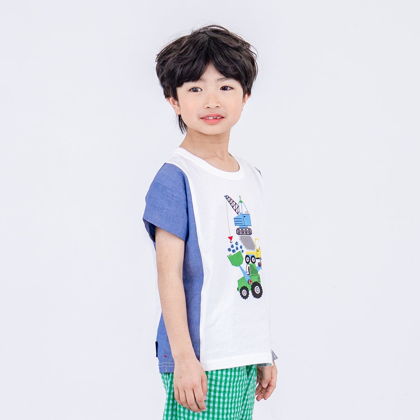 サイド切り替えTシャツ【クレーン車】　 OFF-WHITE