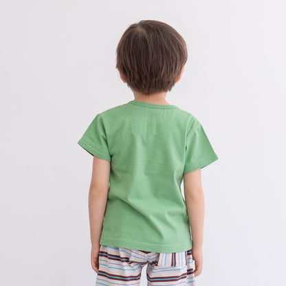 スリットネックTシャツ　KHAKI