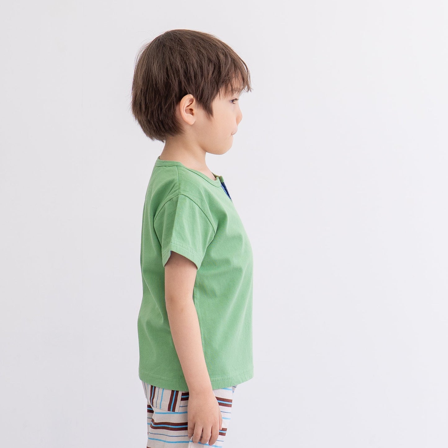 スリットネックTシャツ　KHAKI