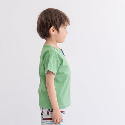 スリットネックTシャツ　KHAKI