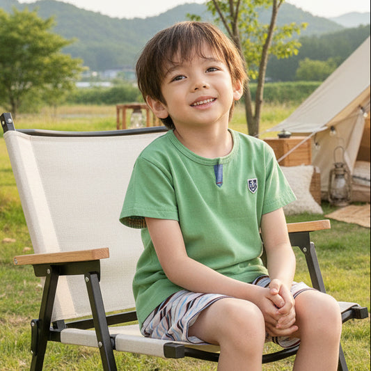 スリットネックTシャツ　KHAKI