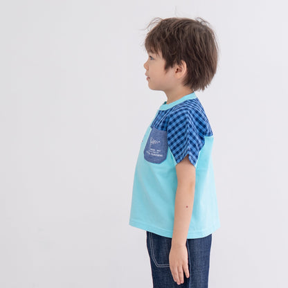 ヘンリーネックポケットTシャツ　SAXE