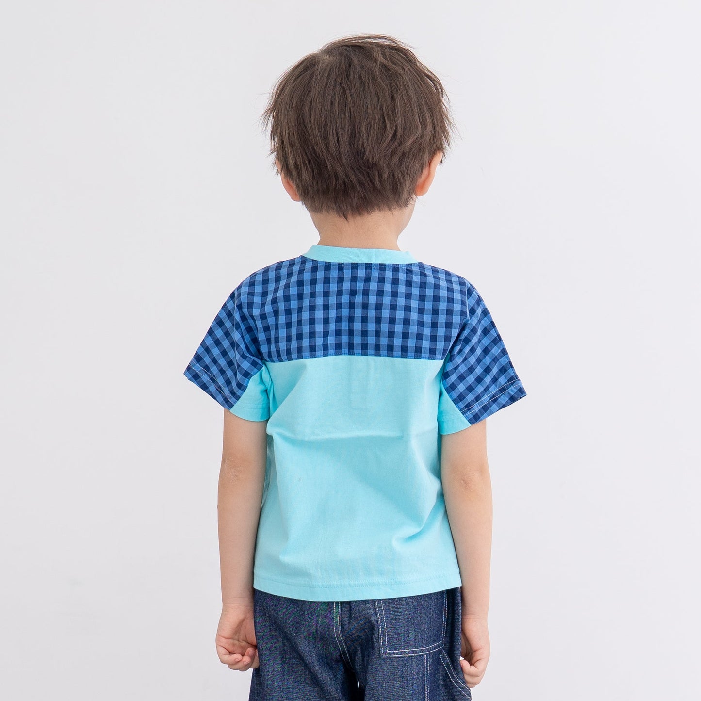 ヘンリーネックポケットTシャツ　SAXE