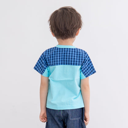 ヘンリーネックポケットTシャツ　SAXE