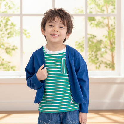 Vネックジップカーデ　NAVY