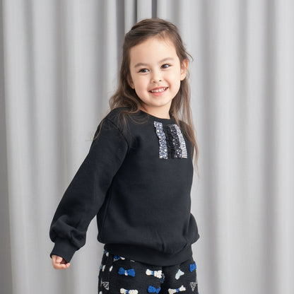 ぽわん袖トレーナー　BLACK