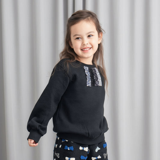 ぽわん袖トレーナー　BLACK