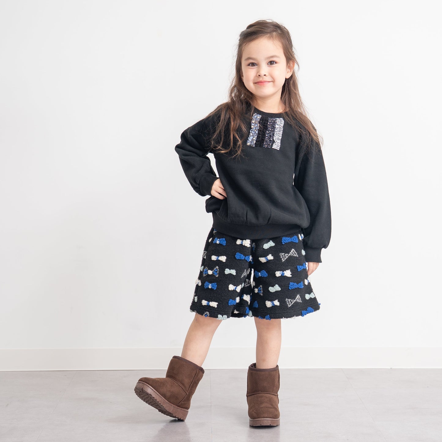 ボアフリースキュロットパンツ　BLACK