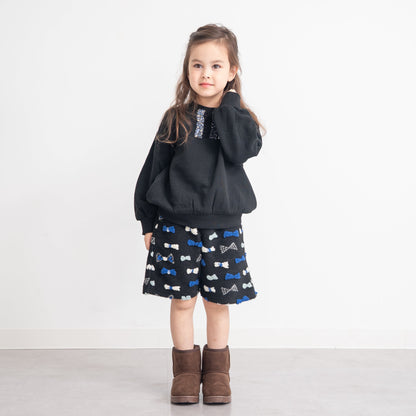 ぽわん袖トレーナー　BLACK