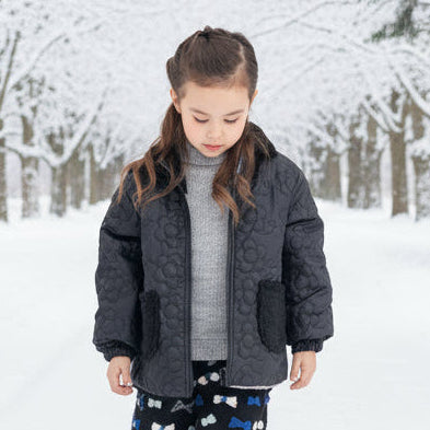 リバーシブルキルティングボアジャンパー　BLACK