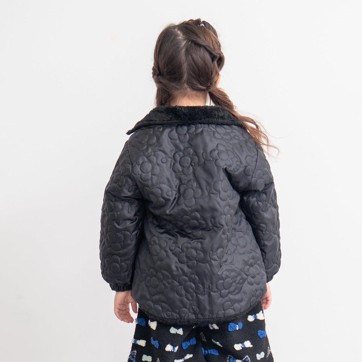 リバーシブルキルティングボアジャンパー　BLACK