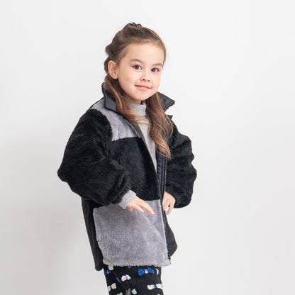 リバーシブルキルティングボアジャンパー　BLACK