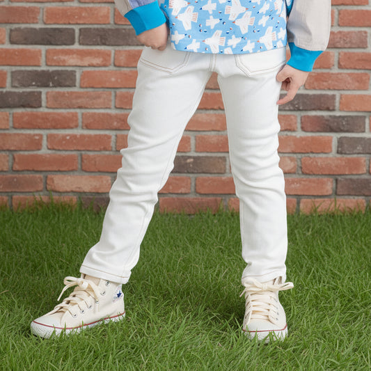 カラーニットデニムパンツ　OFF-WHITE