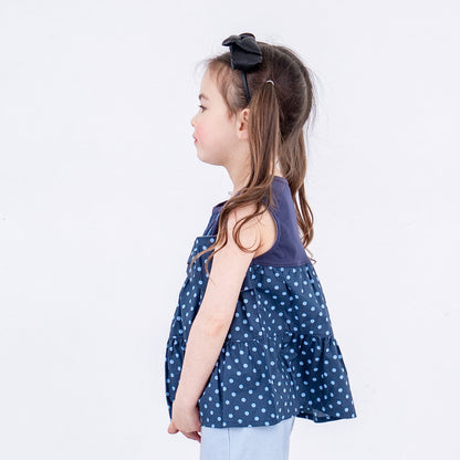 フレアタンクトップ【水玉】　NAVY