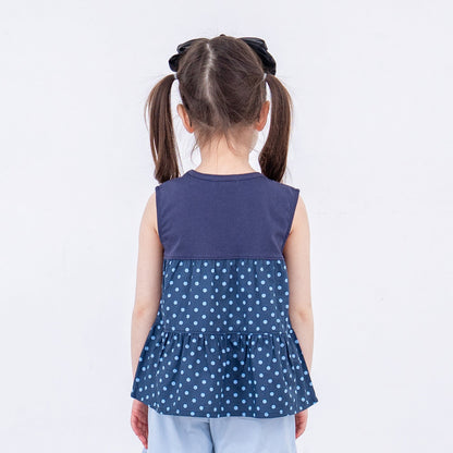 フレアタンクトップ【水玉】　NAVY