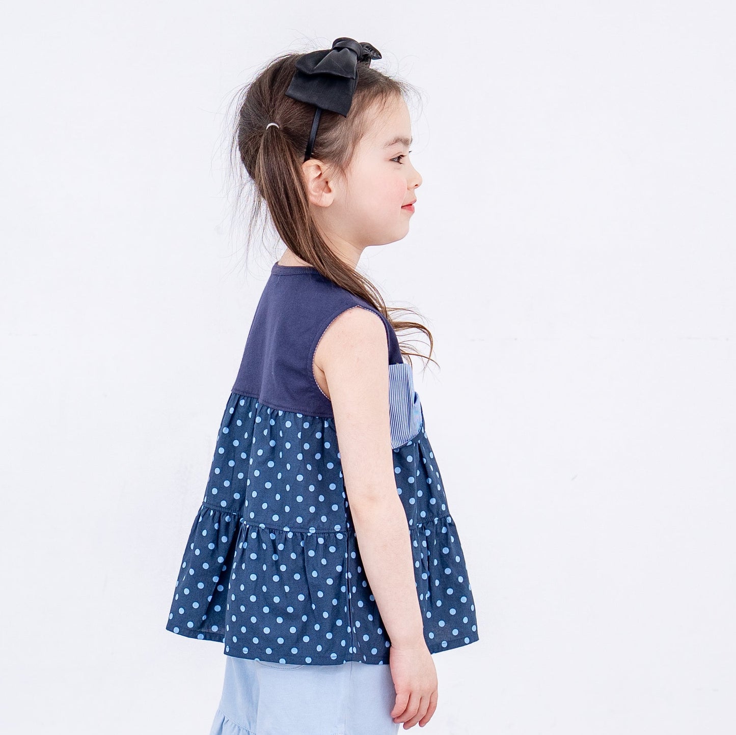 フレアタンクトップ【水玉】　NAVY