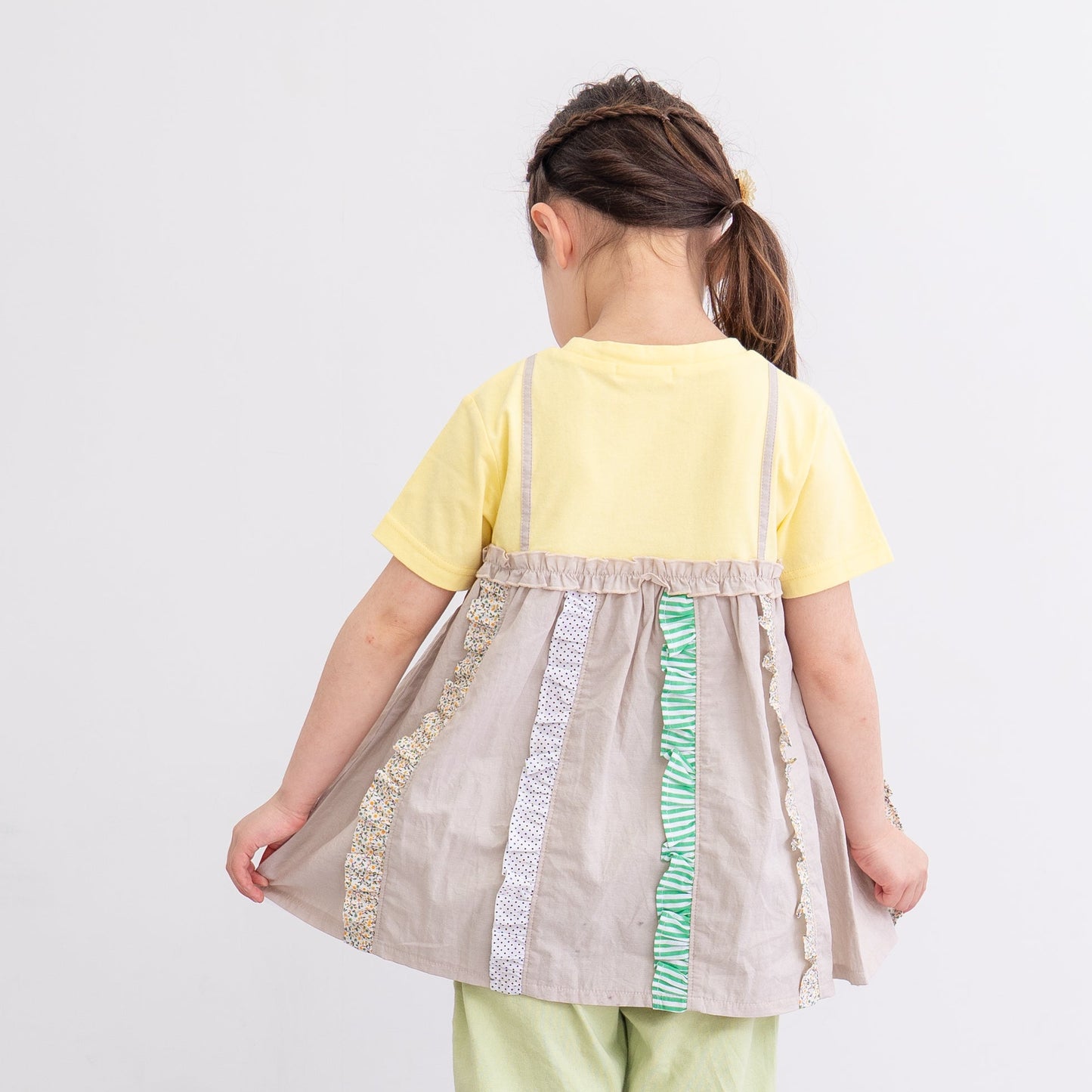 キャミソール風パッチワークTシャツ　YELLOW