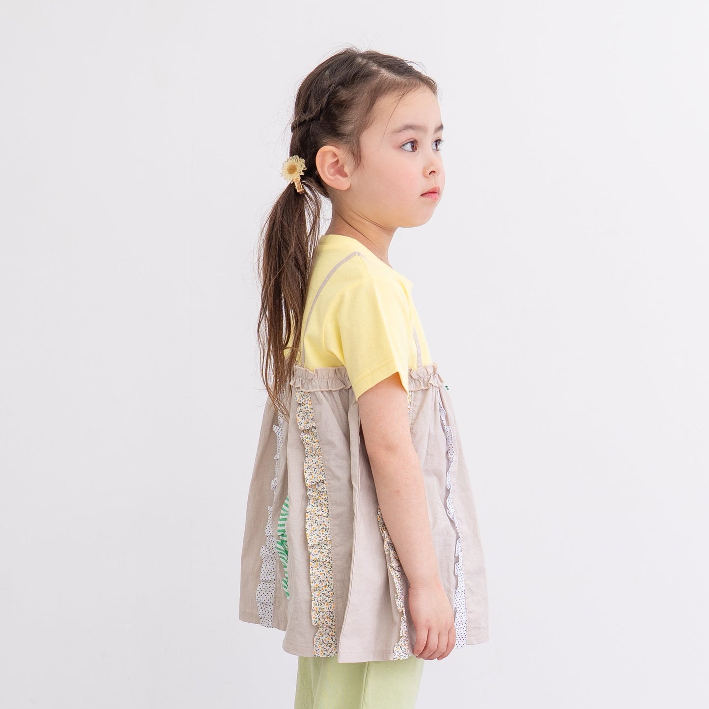 キャミソール風パッチワークTシャツ　YELLOW