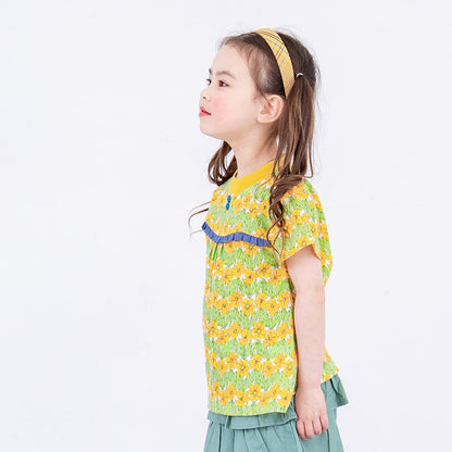 花柄総プリントTシャツ　YELLOW