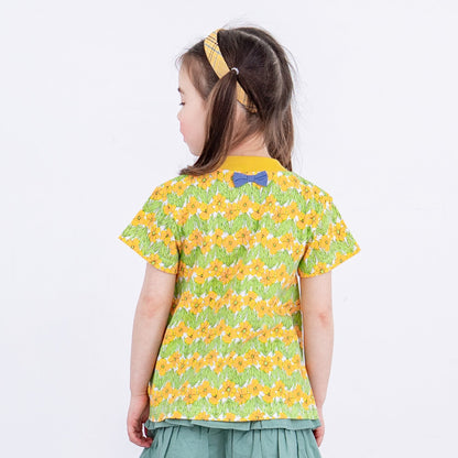 花柄総プリントTシャツ　YELLOW