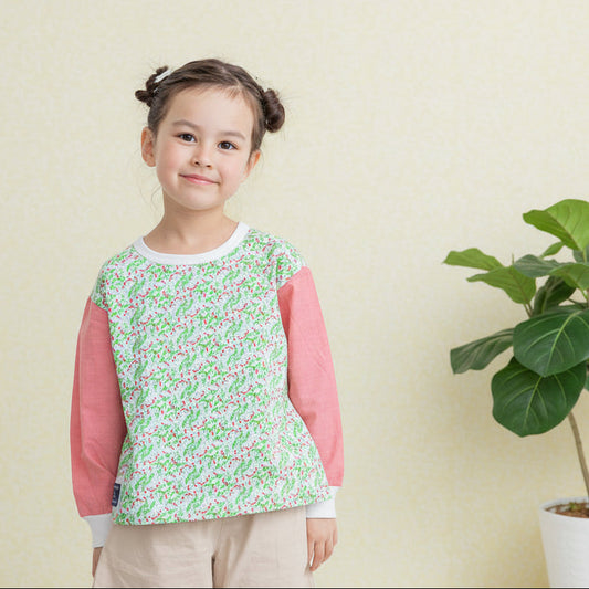 切り替えスリーブTシャツ【イチゴ】　RED