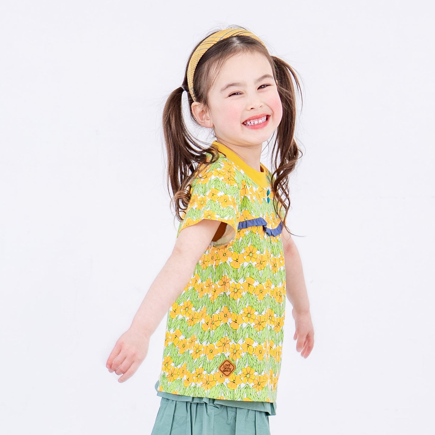 花柄総プリントTシャツ　YELLOW