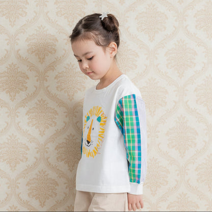 切り替えスリーブTシャツ【ライオン】　OFF-WHITE