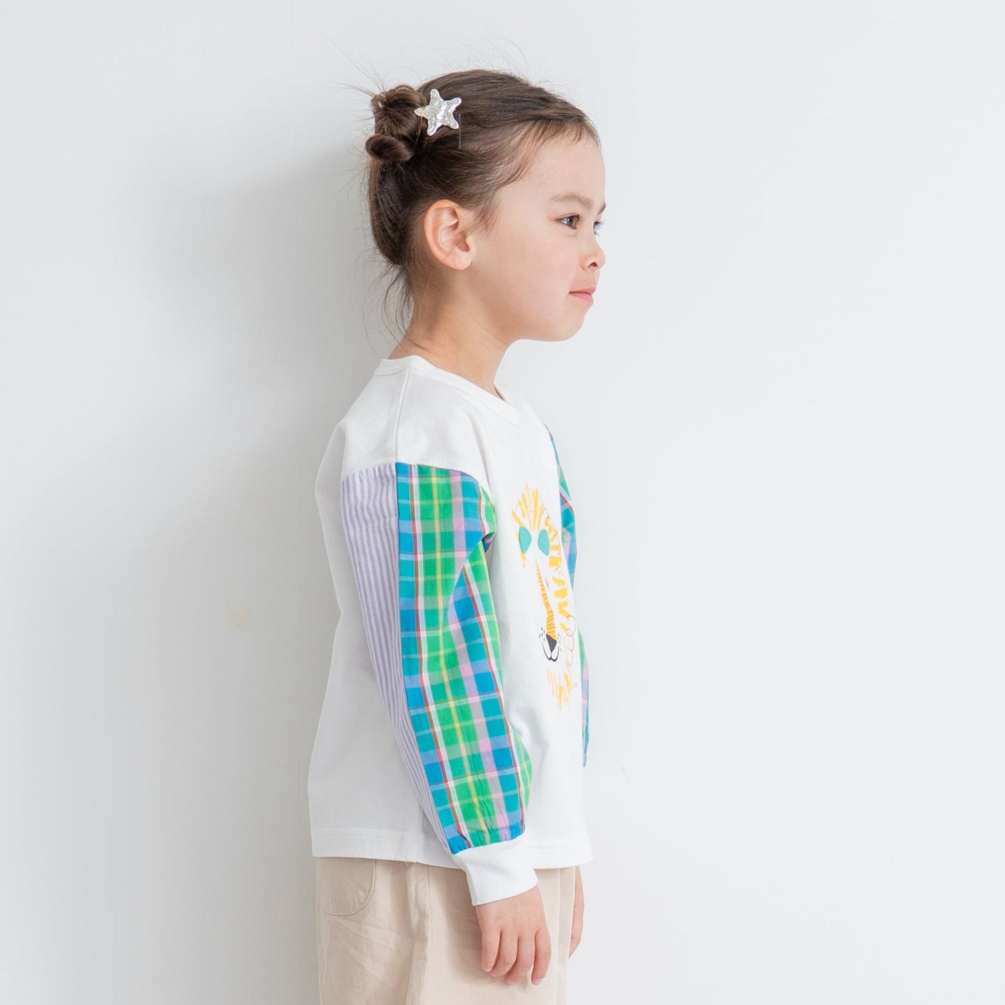 切り替えスリーブTシャツ【ライオン】　OFF-WHITE