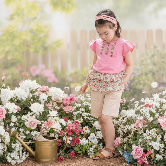 花柄フリルセット　PINK