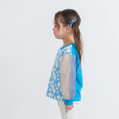 切り替えスリーブTシャツ【トリ】　BLUE