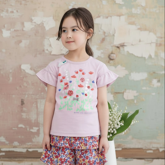 プリントTシャツ【花畑すずらん】　PINK