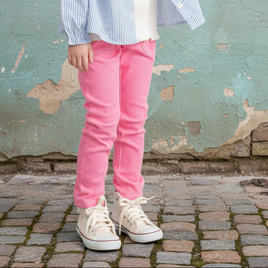 カラーニットデニムパンツ　PINK