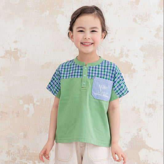 ヘンリーネックポケットTシャツ　KHAKI