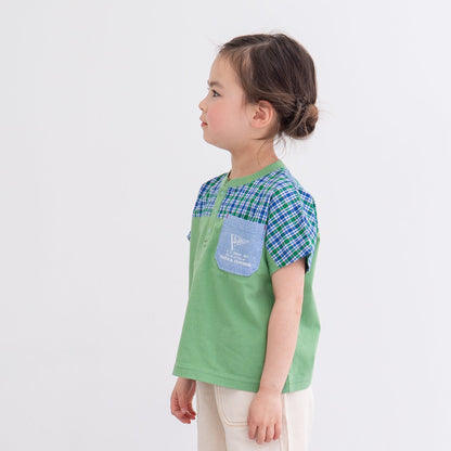 ヘンリーネックポケットTシャツ　KHAKI