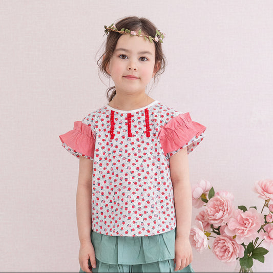 総柄プリントTシャツ　RED