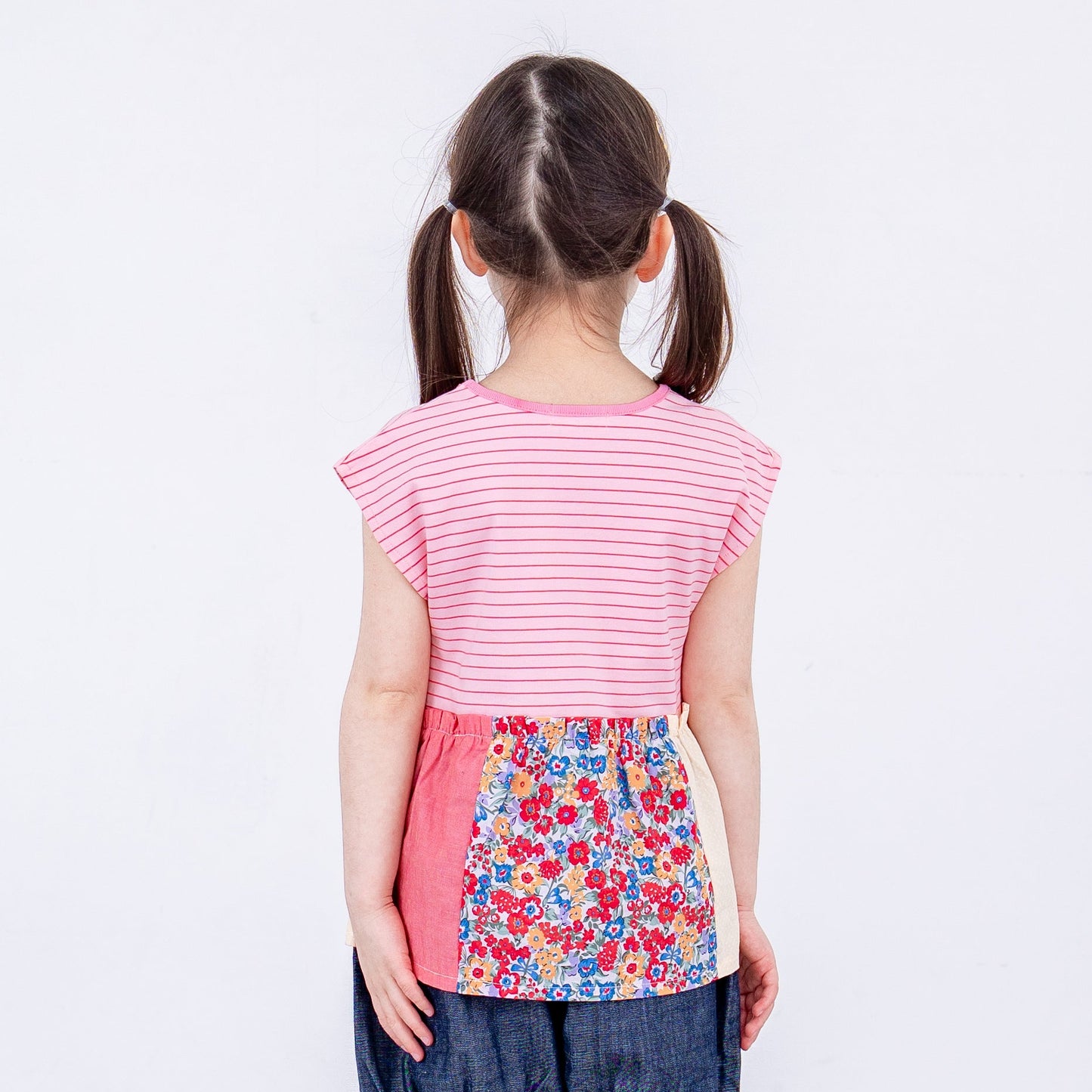 ボーダーフレンチスリーブTシャツ　PINK