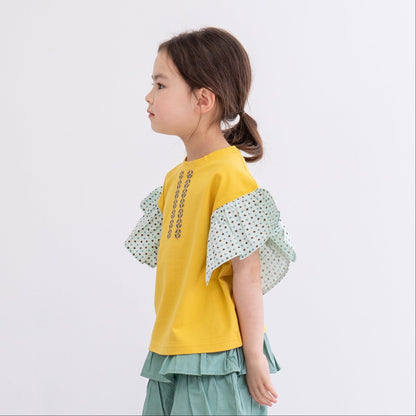 袖フリルボックスTシャツ　YELLOW